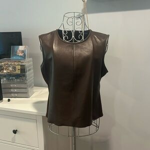 Lamarque size L brown real leather vest.
